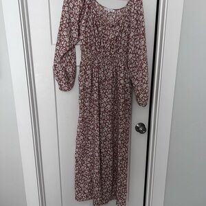 Ivy City Co Mauve Floral Long Sleeve Jumpsuit Romper